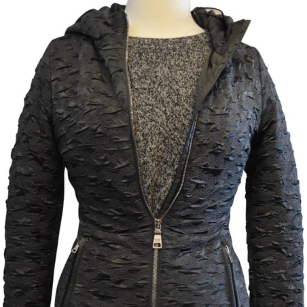 Prada Charcoal Textured Jacket W/ Hood Size XS